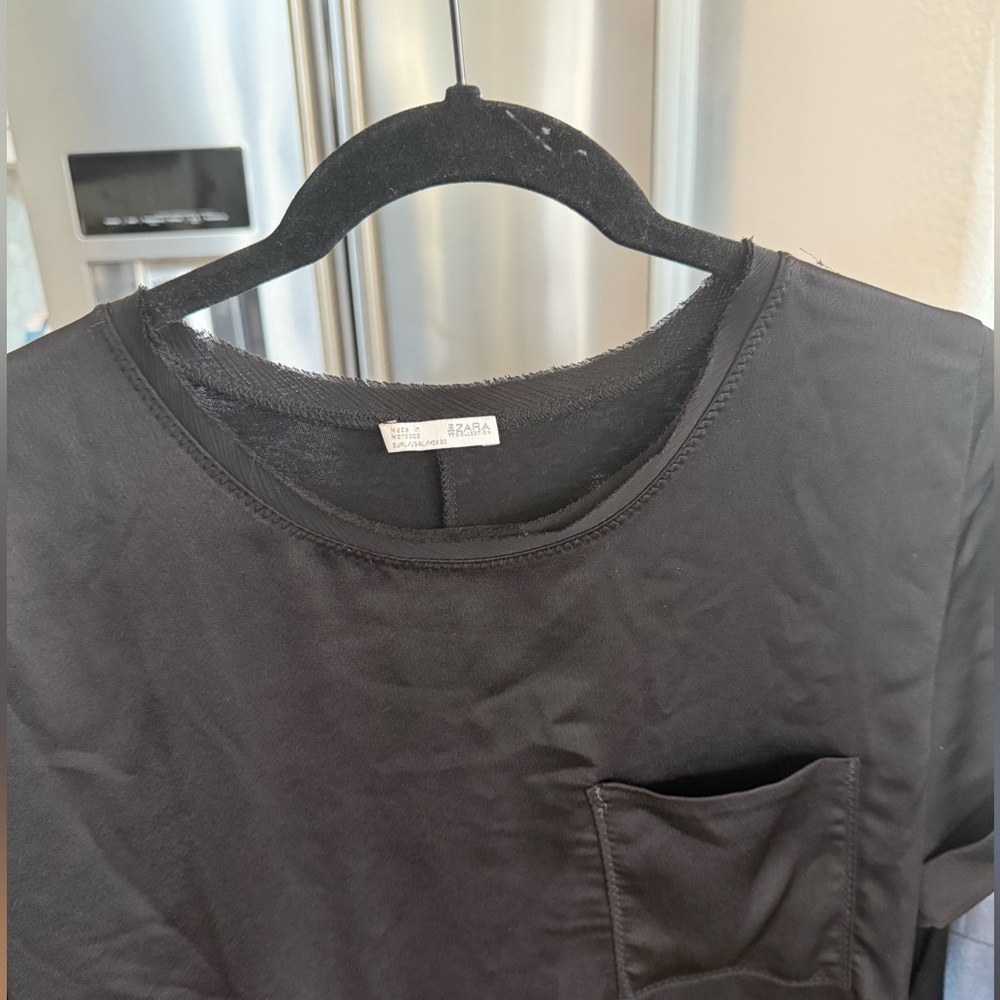 Zara black satin T-shirt dress - Picture 4 of 6